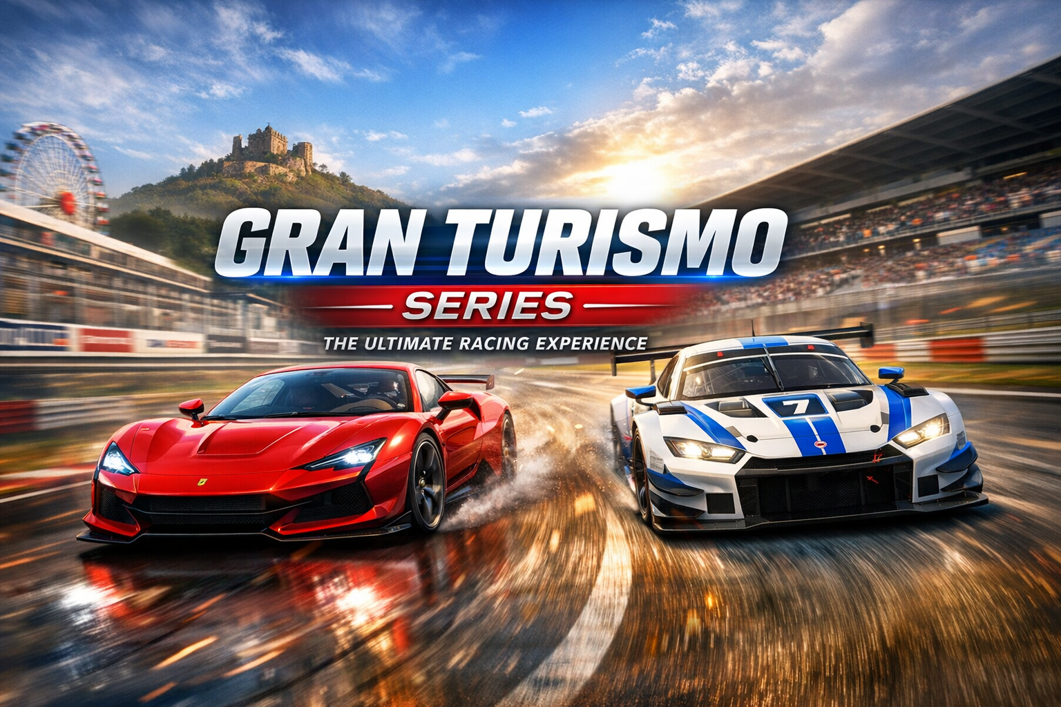 Gran Turismo series racing simulation game featuring high speed cars on a professional circuit